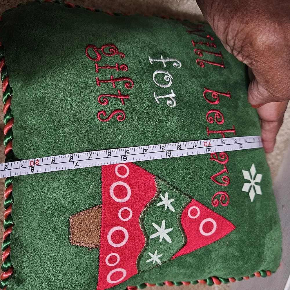 Christmas pillow 9x9 (will behave for gifts)